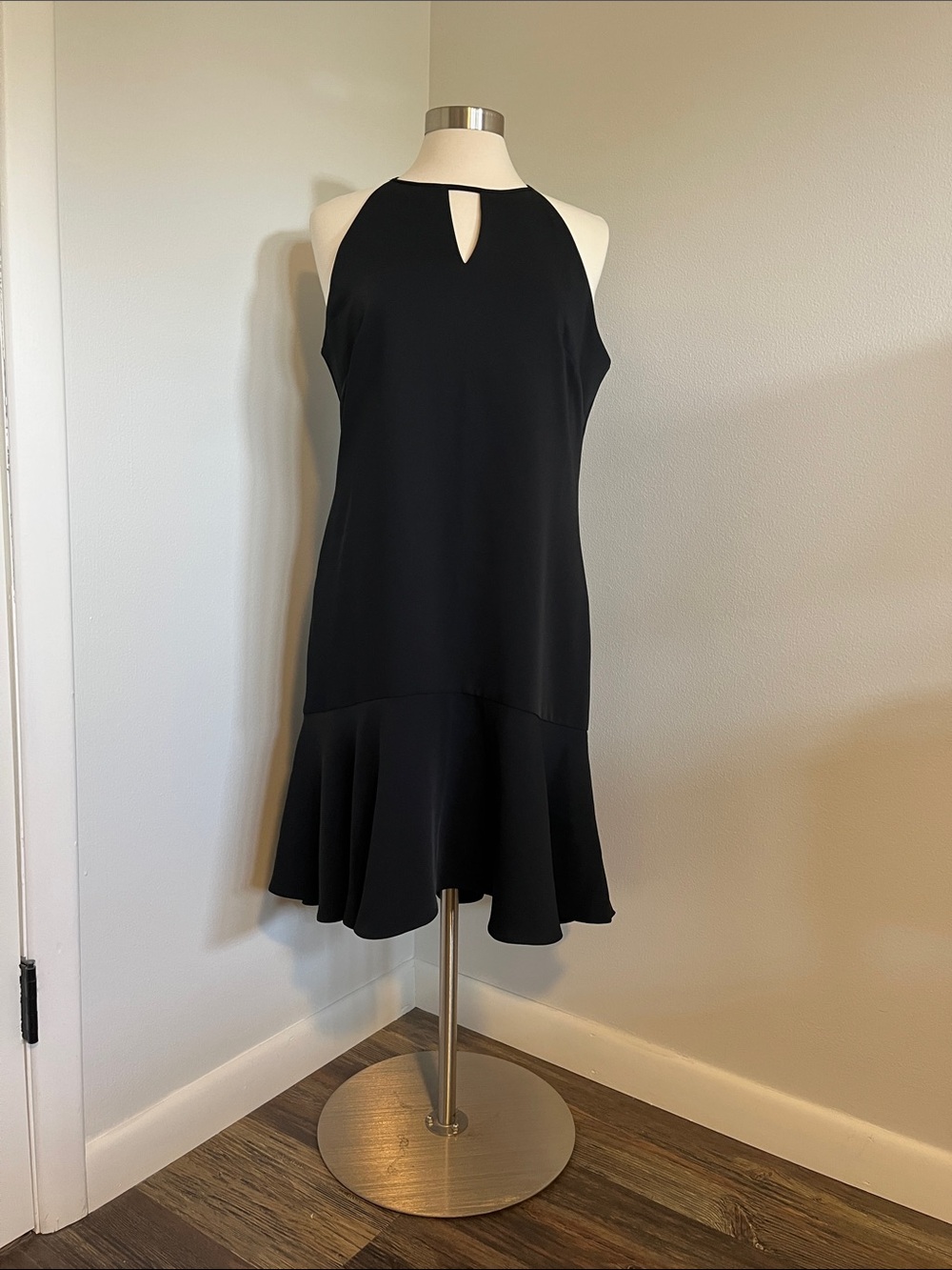 White House Black Market Black Halter Dress with Flared Hem